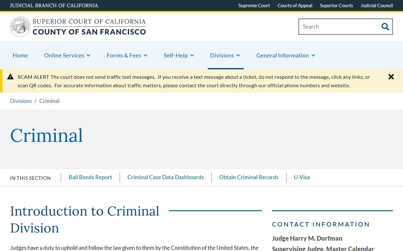 San Francisco County Criminal Division page