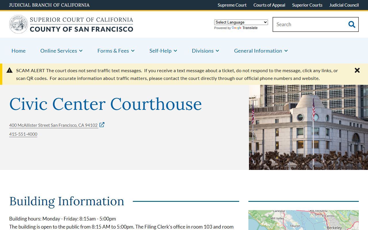 San Francisco County Civic Center Courthouse page