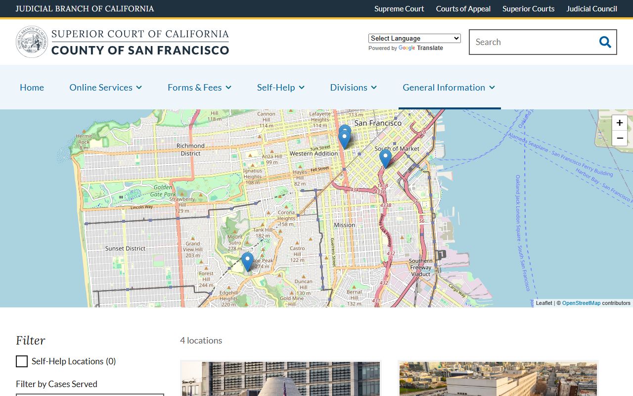 San Francisco County Superior Court locations index