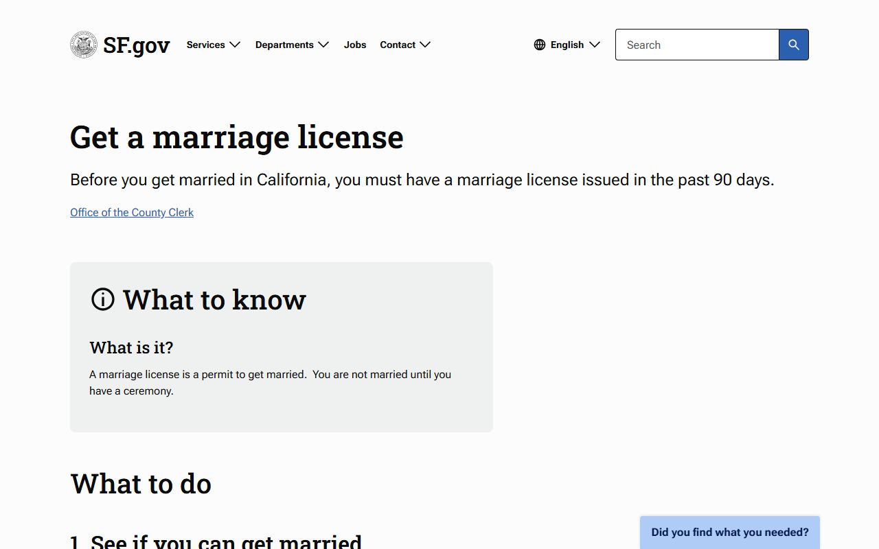 San Francisco County marriage license page