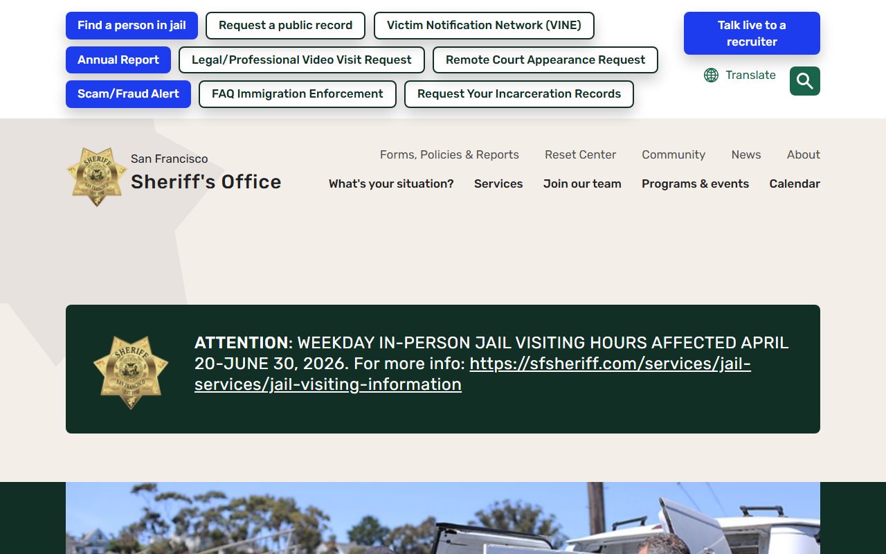 San Francisco Sheriff's Office home page