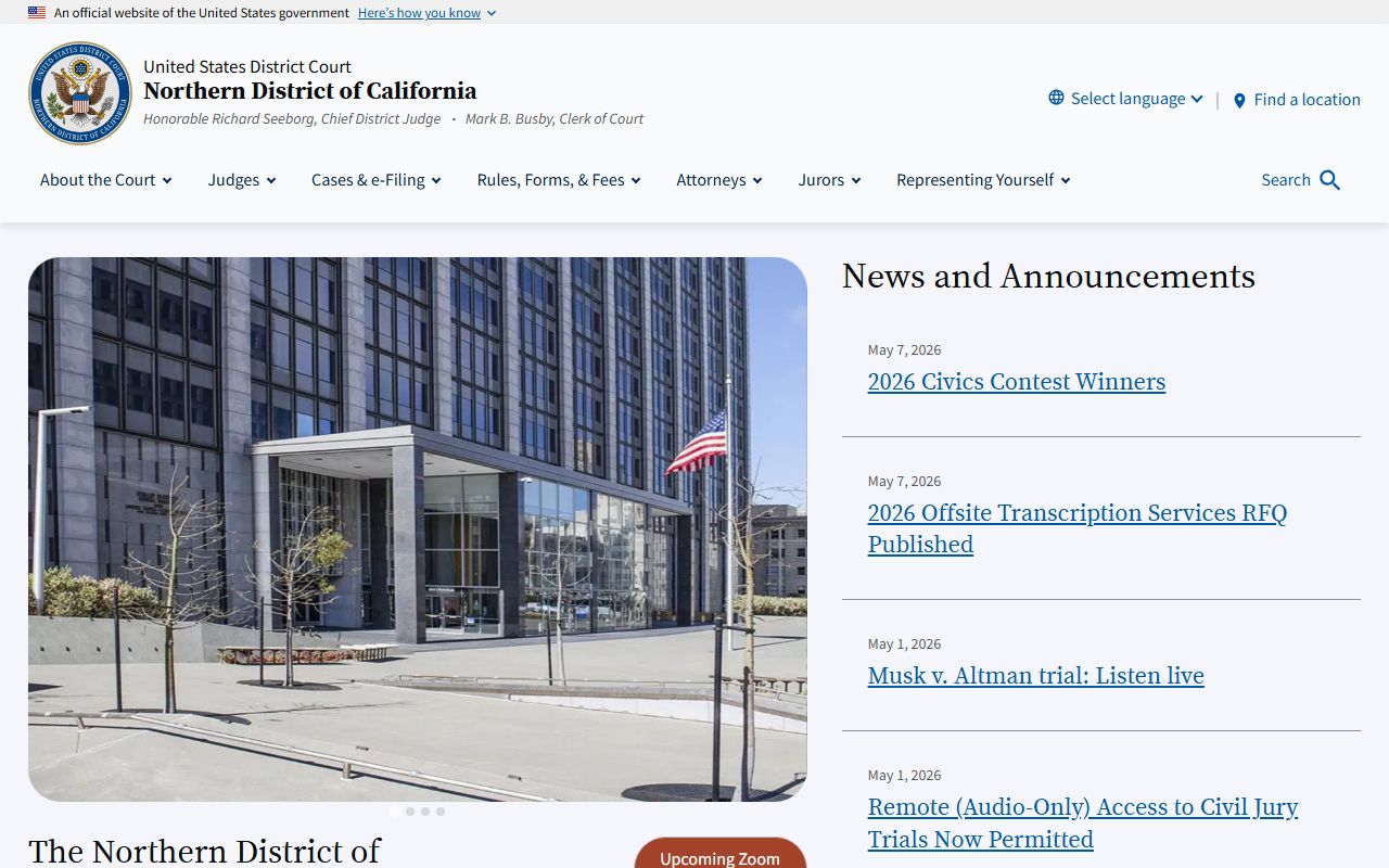 U.S. District Court Northern District of California for San Francisco federal cases