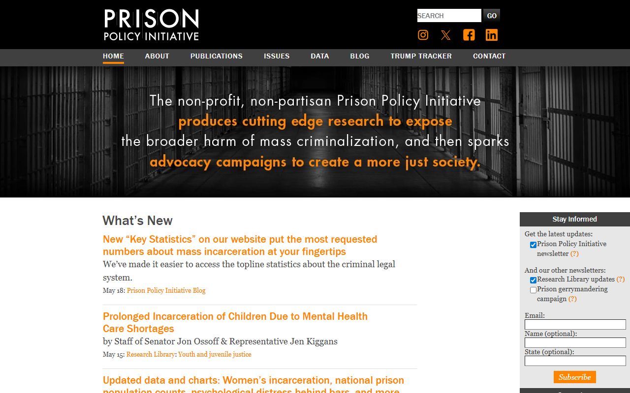Prison Policy Initiative incarceration data used for San Francisco County context